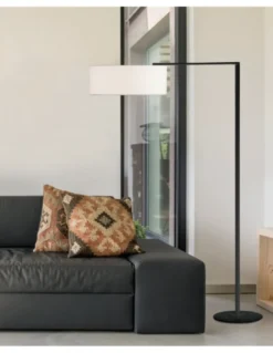 Lámpara de pie Matrix – Luxcambra – Diseño moderno con brazo articulado, Pantalla cotonet en blanco o gris, altura: 140 cm