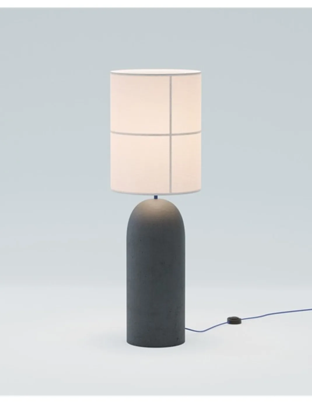 Lámpara de pie Rania – Robin - Base de hormigón gris, Pantalla crema blanca