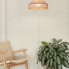 Lámpara de pie Rizzo - Massmi - Lámpara blanca con pantalla de lino natural
