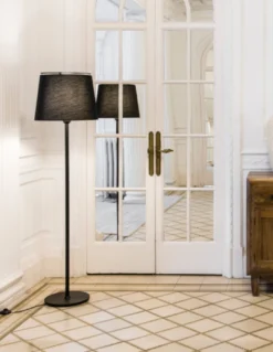 Lámpara de pie Savoy - Faro - Lámpara con pantalla textil para salón