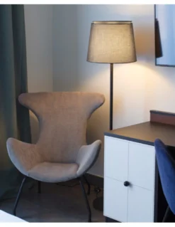 Lámpara de pie Savoy - Faro - Lámpara con pantalla textil para salón