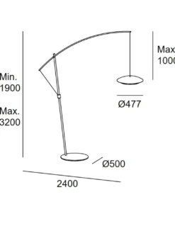 Lámpara de pie smart Noway – LedsC4 – Lámpara tipo arco de lectura, Regulable LED, Altura regulable