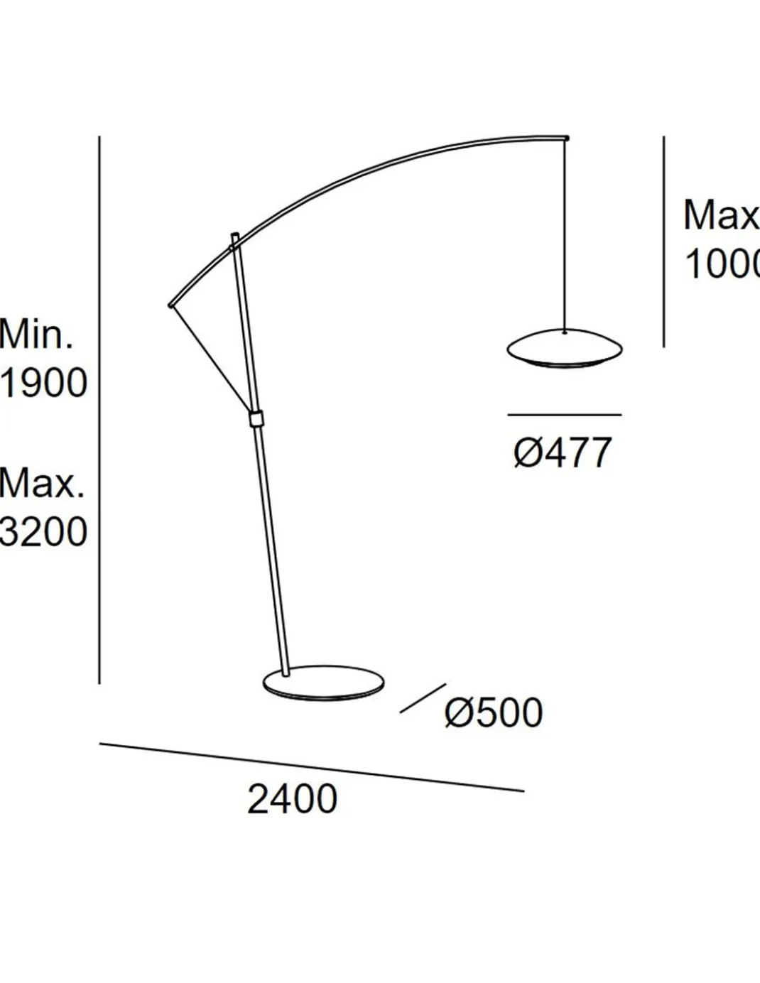 Lámpara de pie smart Noway – LedsC4 – Lámpara tipo arco de lectura, Regulable LED, Altura regulable