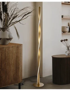 Lámpara de pie Twist – Schuller – Diseño minimalista dorado, lámpara LED