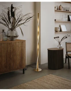 Lámpara de pie Twist – Schuller – Diseño minimalista dorado, lámpara LED