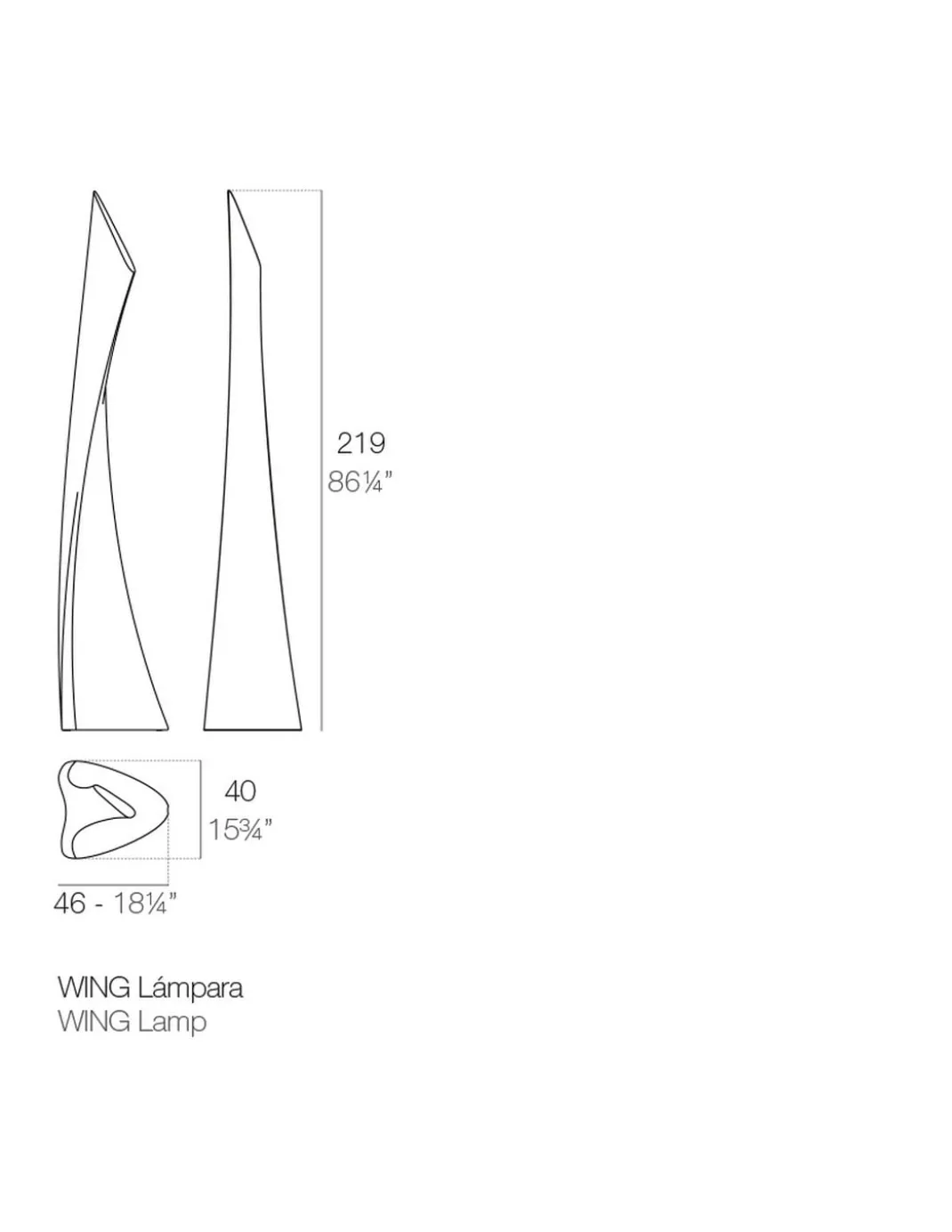 Lámpara de pie Wing con batería - Vondom
