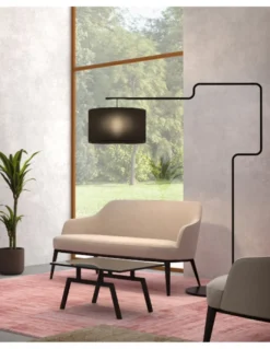 Lámpara de pie Zig – Pujol – Lámpara tipo arco negra, 180-220 cm