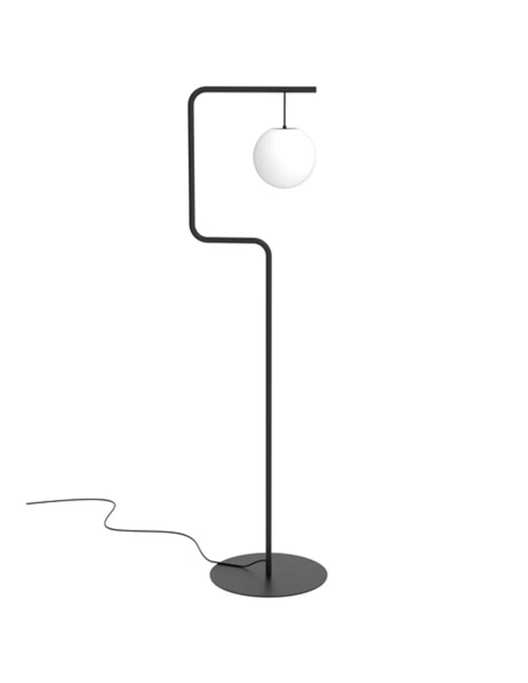 Lámpara de pie Zig – Pujol – Lámpara de salón tipo bola, Acabado negro, 163 cm