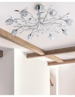 Lámpara de techo Adriana – IDP Lampshades – Lámpara de metal cromo, 8 luces