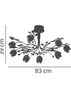 Lámpara de techo Adriana – IDP Lampshades – Lámpara de metal cromo, 8 luces
