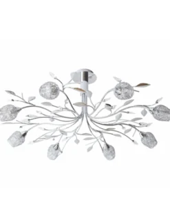 Lámpara de techo Adriana – IDP Lampshades – Lámpara de metal cromo, 8 luces