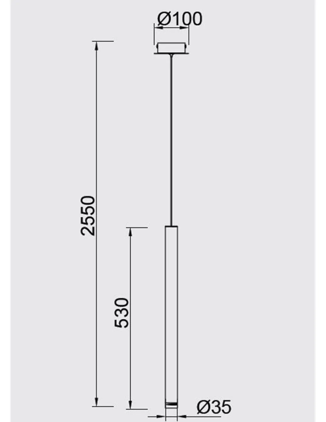 Lámpara de techo Cala - Mantra - Lámpara colgante tubo LED, 255 cm