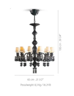 Lámpara de techo de araña de porcelana en negro– Chandelier 12, 24, 40 brazos – Lladró