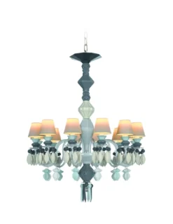 Lámpara de techo de araña de porcelana en blanco y negro– Chandelier Negro 12, 24, 40 brazos – Lladró