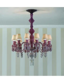 Lámpara de techo de araña de porcelana rosa– Chandelier 12, 24, 40 brazos – Lladró
