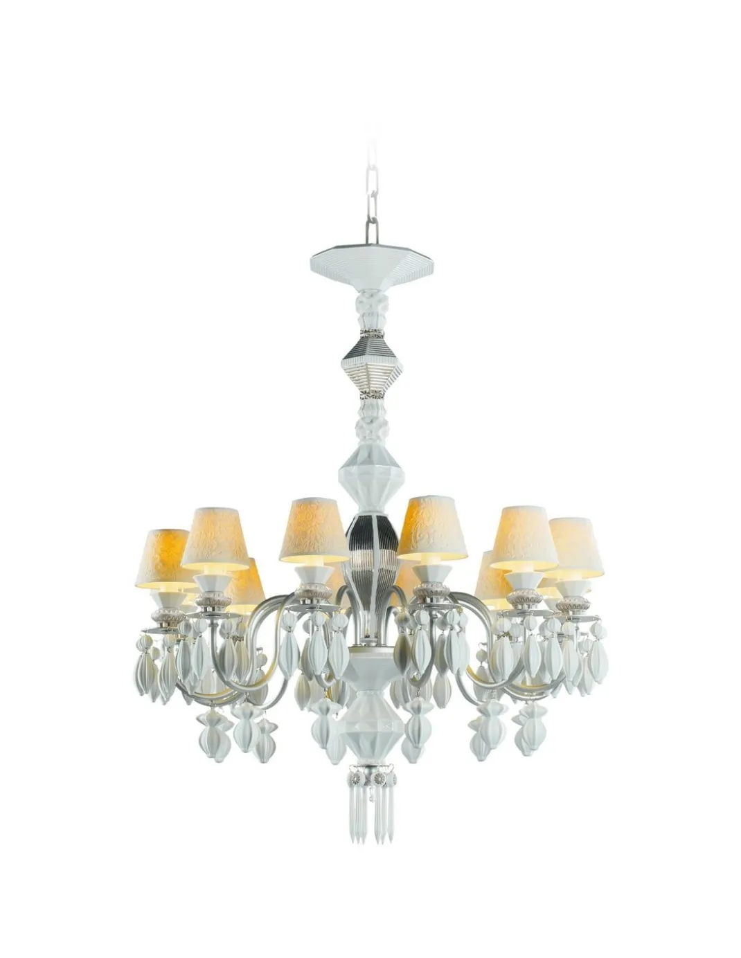 Lámpara de techo de araña de porcelana plata – Chandelier 12, 24, 40 brazos – Lladró