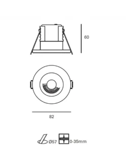 Lámpara de techo empotrable Bala – FORLIGHT – Downlight de exterior e interior, LED 3000K o 2700K, Diámetro: 8,2 cm, IP65
