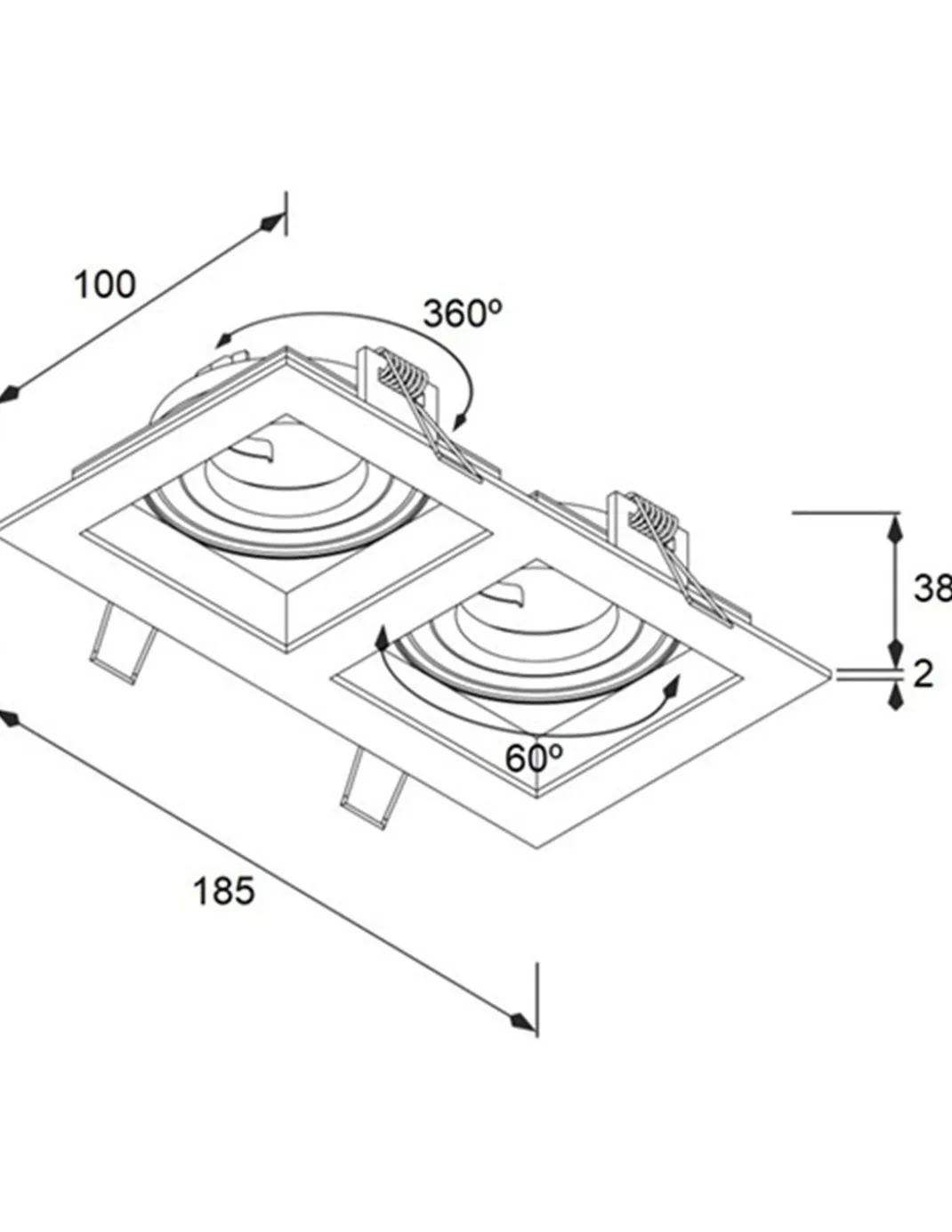 Lámpara de techo empotrable - Conalux - Downlight basculante de dos luces