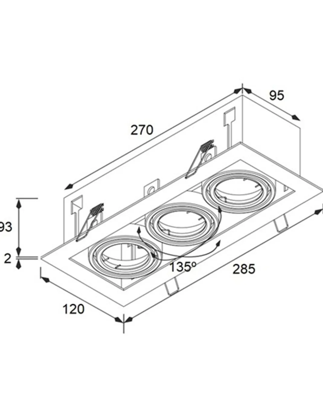 Lámpara de techo empotrable 3010 - Conalux - Downlight lineal con 3 o 4 focos orientables