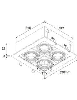 Lámpara de techo empotrable - Conalux - Lámpara cuadrada con 4 focos orientables