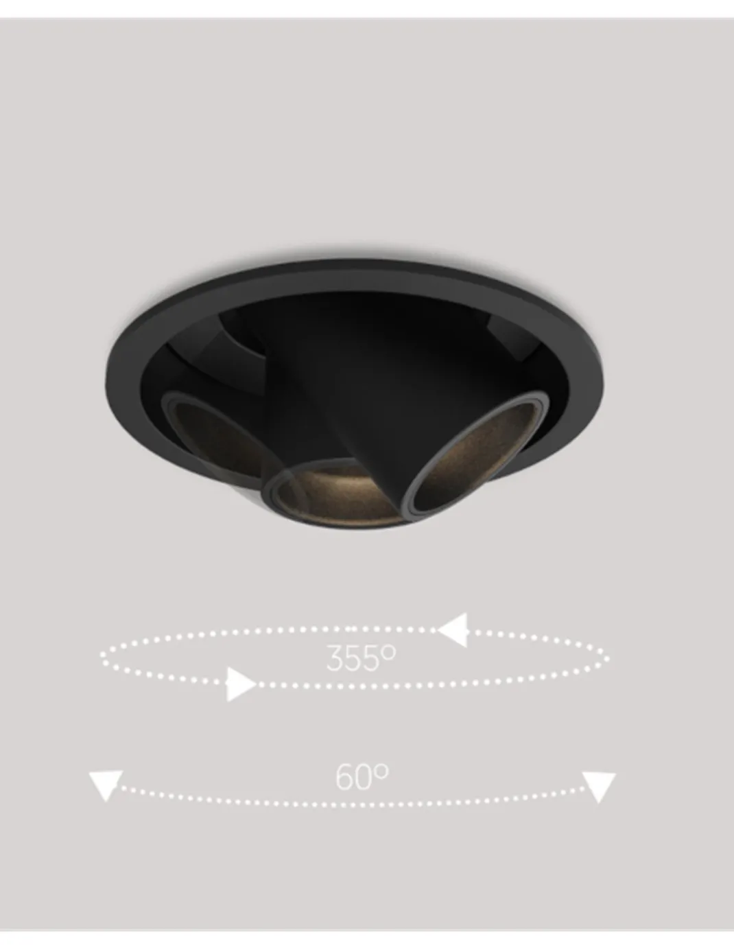 Lámpara de techo empotrable Orbit - Onok - Foco orientable LED en blanco o negro