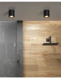 Lámpara de techo Fab – FORLIGHT – Plafón cilíndrico GU10, Acabados: blanco y negro, Diámetro: 8,5 cm