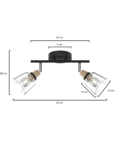 Lámpara de techo Indigo – AJP – 2 focos orientables de cristal