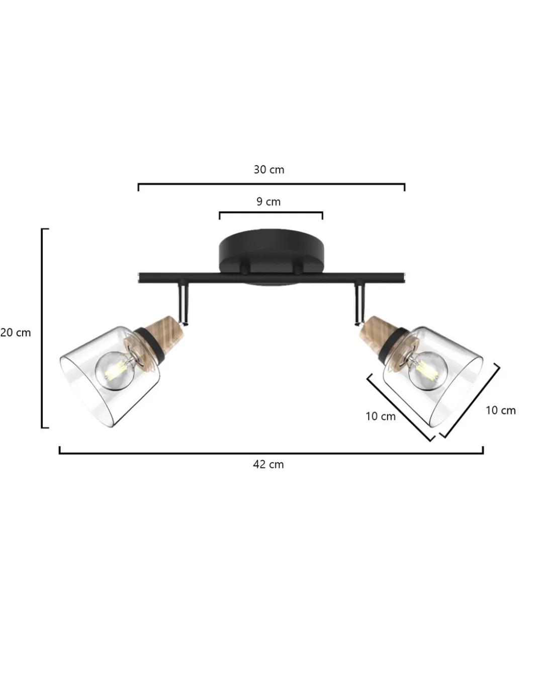 Lámpara de techo Indigo – AJP – 2 focos orientables de cristal