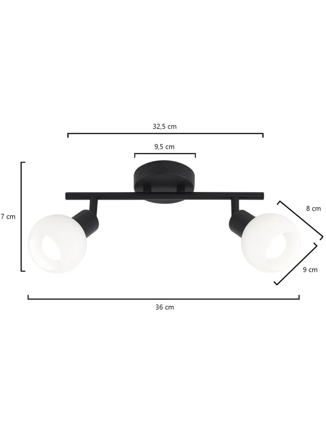 Lámpara de techo Opal – AJP – Regleta con 2 luces en 3 colores