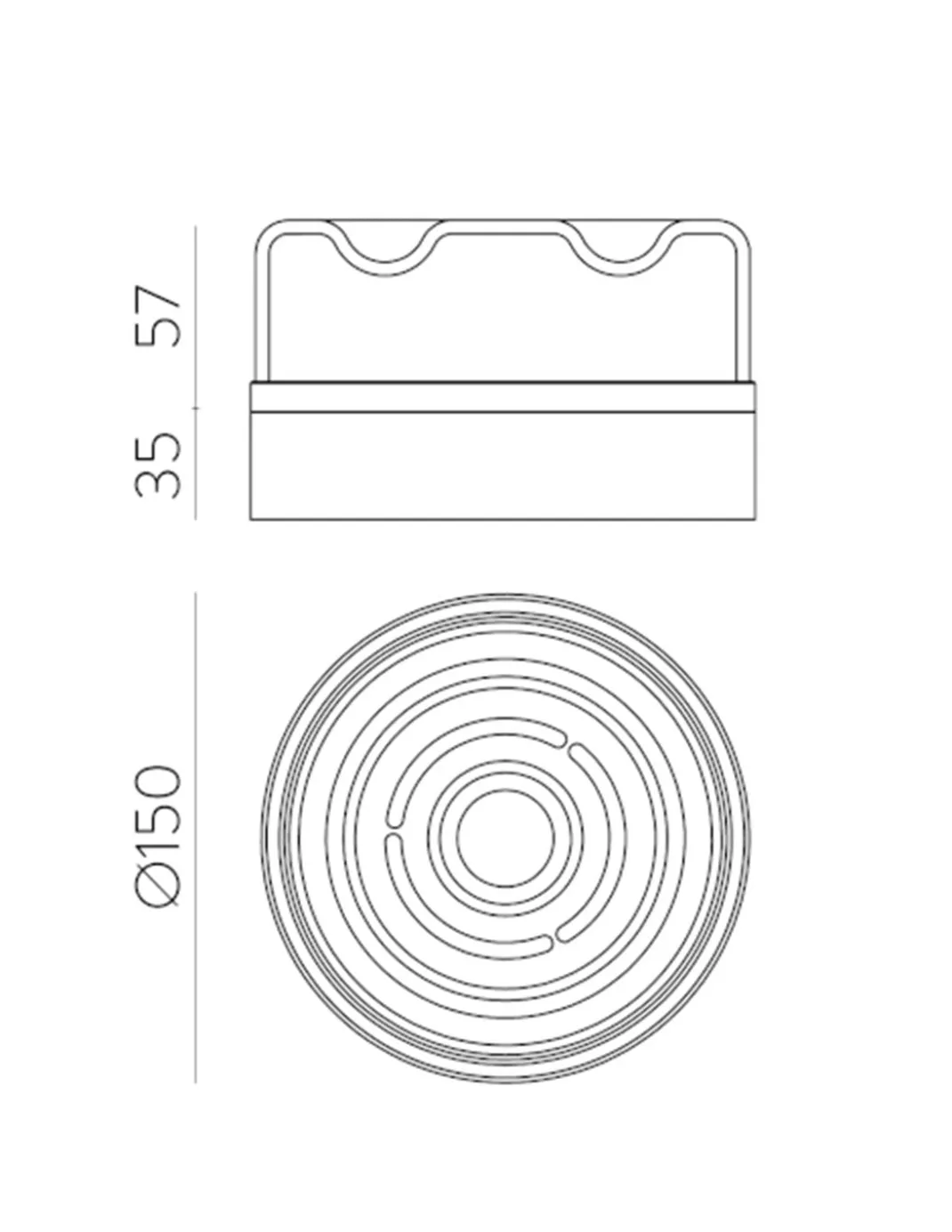 Lámpara de techo/pared Eclipse - ACB - Mini plafón LED decorativo de cristal fumé, IP65 idóneo para baño