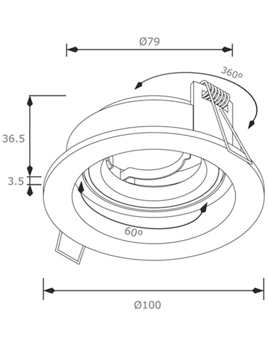 Lámpara empotrable 4205 - Conalux - Downlight blanco orientable