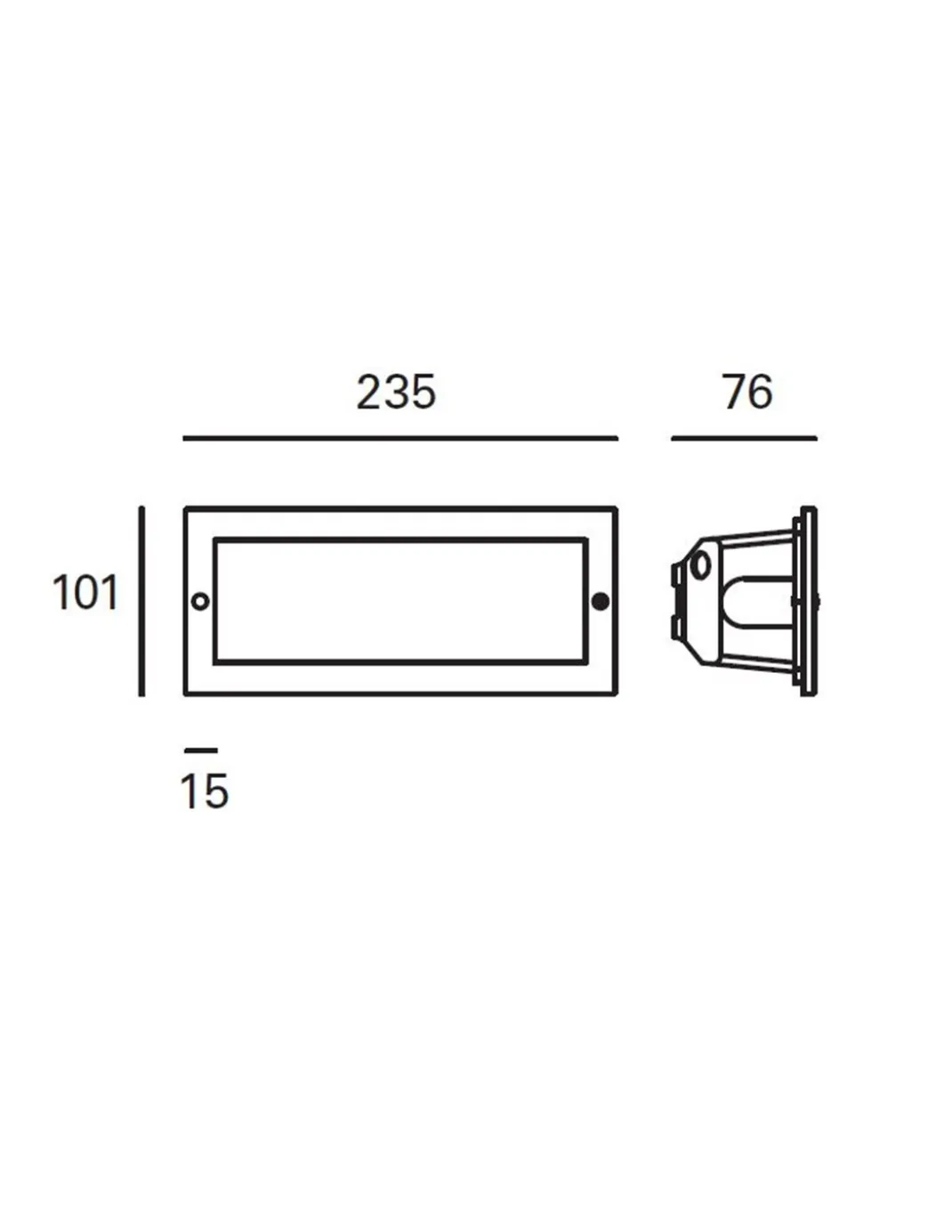 Lámpara empotrable de exterior Tamesis – FORLIGHT – Lámpara de pared de aluminio, E27 IP44, Tapa incluida