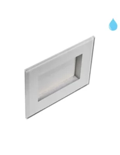 Lámpara empotrable de exterior Step - Conalux - Foco rectangular blanco para iluminar escalones o pasillos