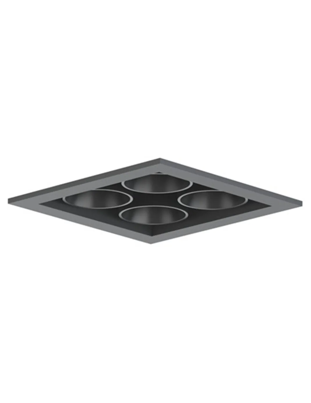Lámpara empotrable de techo Hera Q1 - Conalux - Diseño cuadrado negro, 4 focos