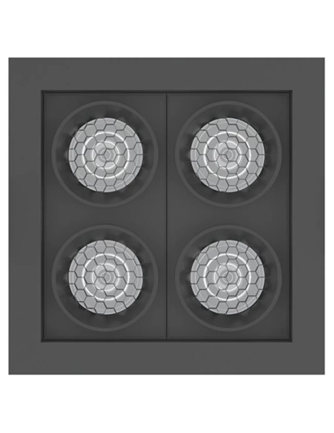 Lámpara empotrable de techo Hera Q1 - Conalux - Diseño cuadrado negro, 4 focos