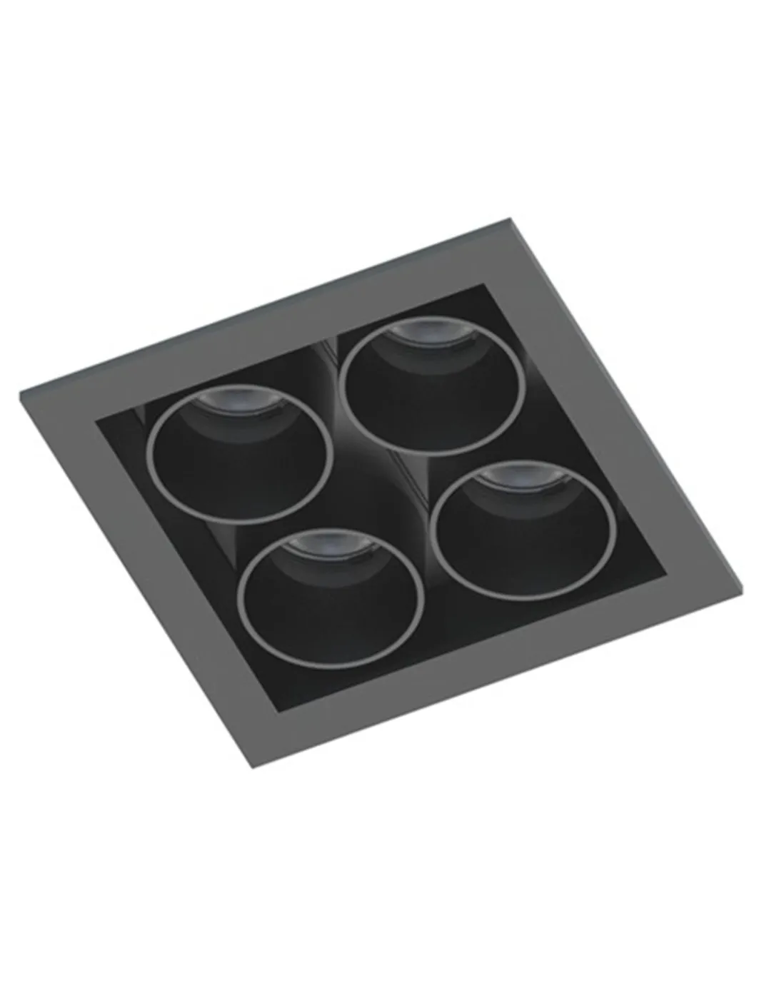 Lámpara empotrable de techo Hera Q1 - Conalux - Diseño cuadrado negro, 4 focos