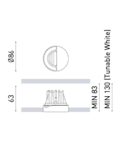 Lámpara empotrable de techo trimless Buddy Wall Washer - Arkoslight - Foco redondo LED, bañador de pared