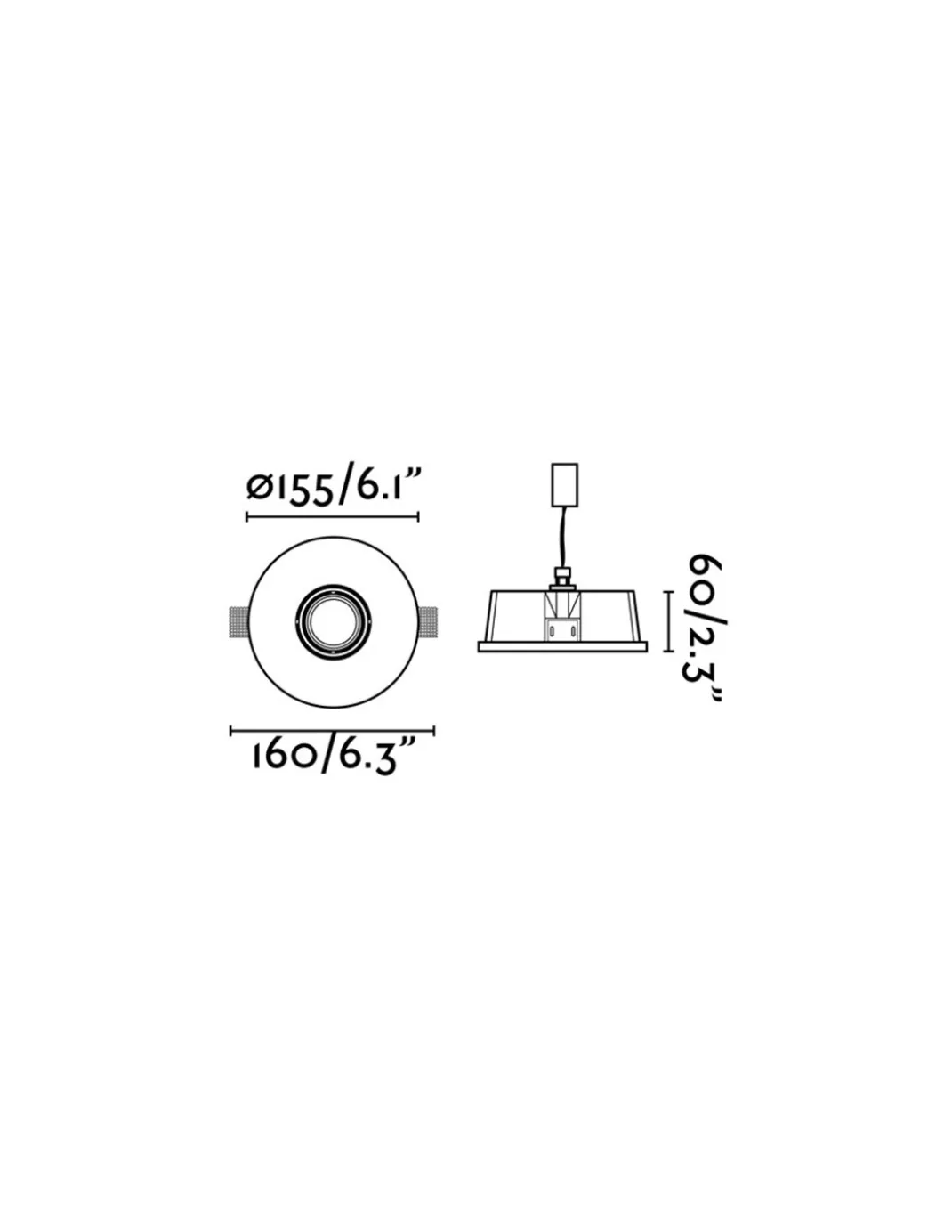 Lámpara empotrable Neu – Faro – Downlight de yeso, GU5.3, Ø 16 cm