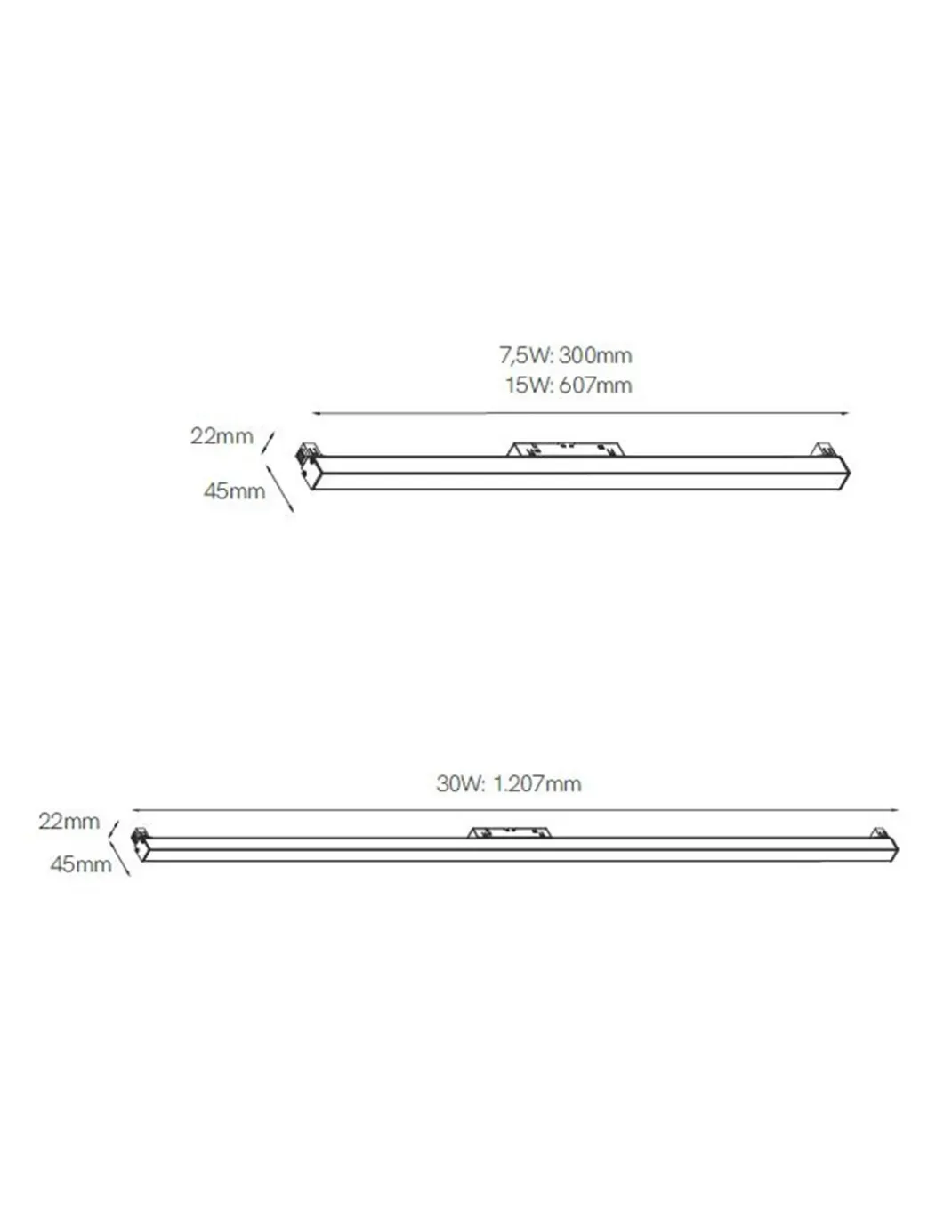 Lámpara para carril 48V Line – Beneito & Faure – Lámpara LED 3000K, Aluminio negro mate, Disponible 3 tamaños