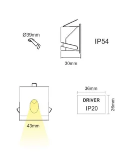 Lámpara para iluminar escaleras Luky – Beneito & Faure – Lámpara LED 3200K/4000K, Medida: 4,3 cm