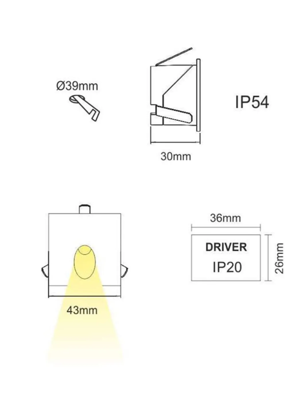 Lámpara para iluminar escaleras Luky – Beneito & Faure – Lámpara LED 3200K/4000K, Medida: 4,3 cm