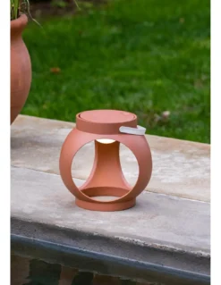 Lámpara portátil Candela - Faro - Lámpara de exterior regulable, acabado terracota