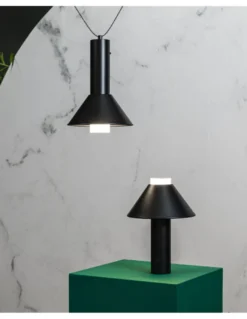 Lámpara portátil negra Fuji – Faro – IP44 con batería recargable, brillo ajustable, táctil