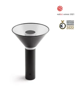 Lámpara portátil negra Fuji – Faro – IP44 con batería recargable, brillo ajustable, táctil
