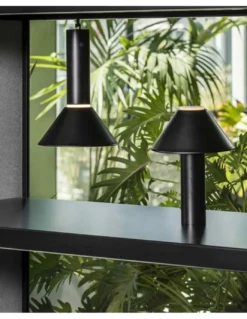 Lámpara portátil negra Fuji – Faro – IP44 con batería recargable, brillo ajustable, táctil