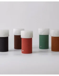 Lámpara portátil Rizzo – Robin – Diseño moderno de alabaster y madera reciclada, LED 3000K 250 lm, Regulación Push