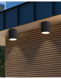 Plafón de exterior Porto - Iberlamp - Diseño cilíndrico antracita