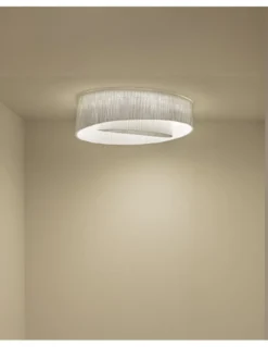 Plafón de techo Anel - a-emotional light - Plafón original con pantalla decorativa de acero blanco