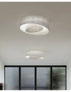 Plafón de techo Anel - a-emotional light - Plafón original con pantalla decorativa de acero blanco
