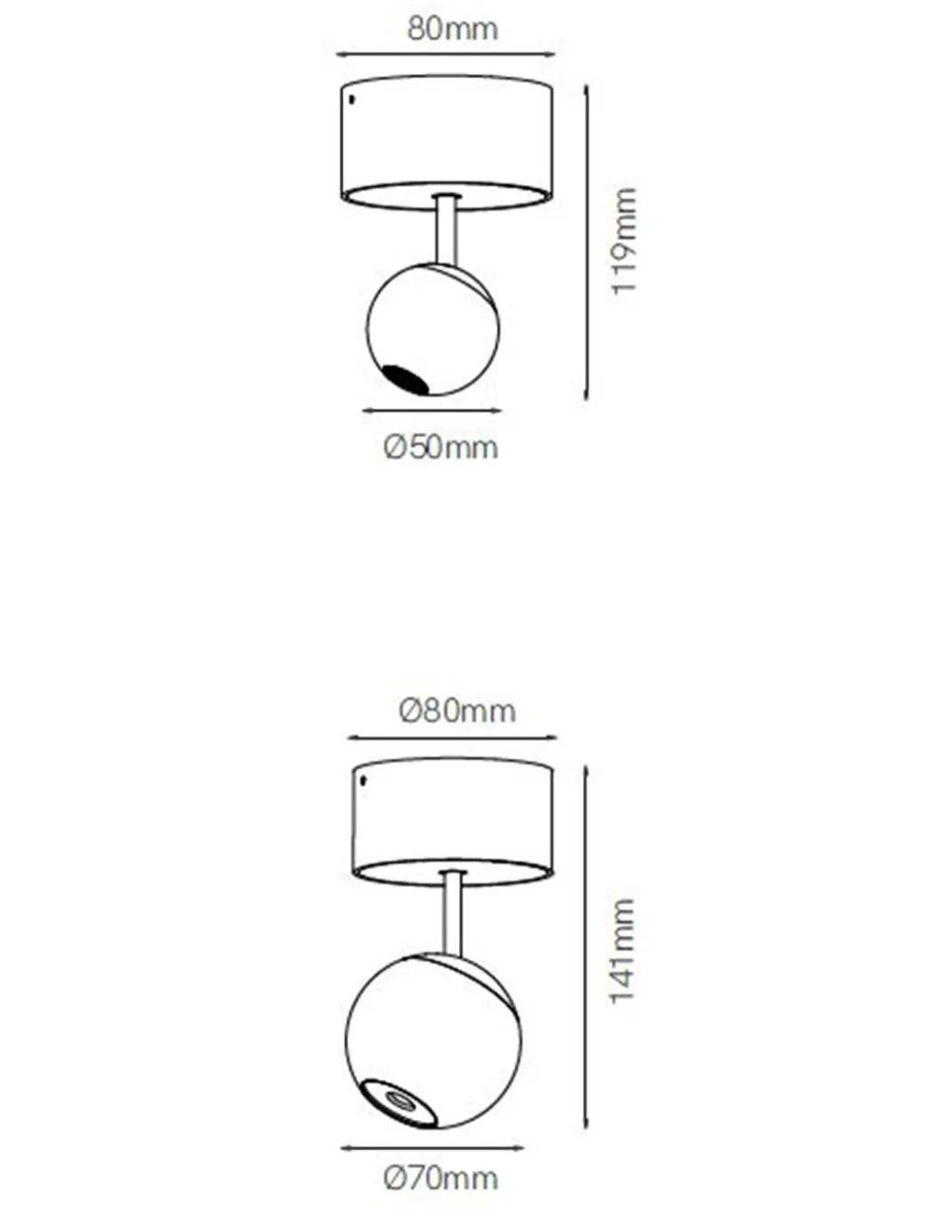 Plafón de techo Bora – Beneito & Faure – Foco de techo LED 2700K, Medidas: Ø 5 cm/ Ø 7 cm